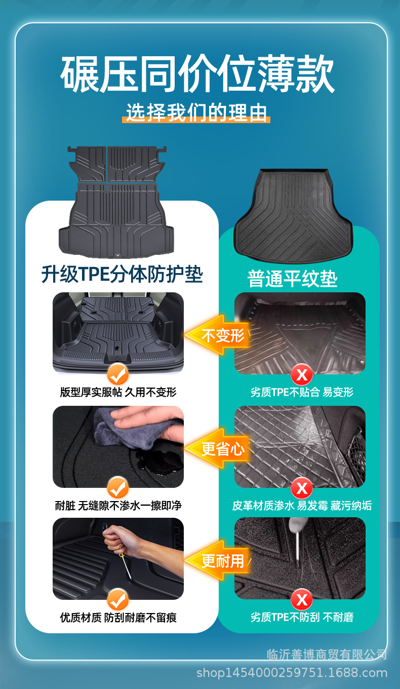 Suitable for 26 Models of Chery Qq3Ev Trunk Mat, Car Interior Accessories, Tpe Trunk Protection Mat, Qq3 Accessories
