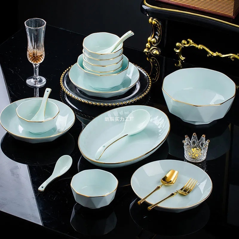 碗碟套装家用高级感餐具套装盘子碗简约欧式风轻奢碗盘家用组合瓷