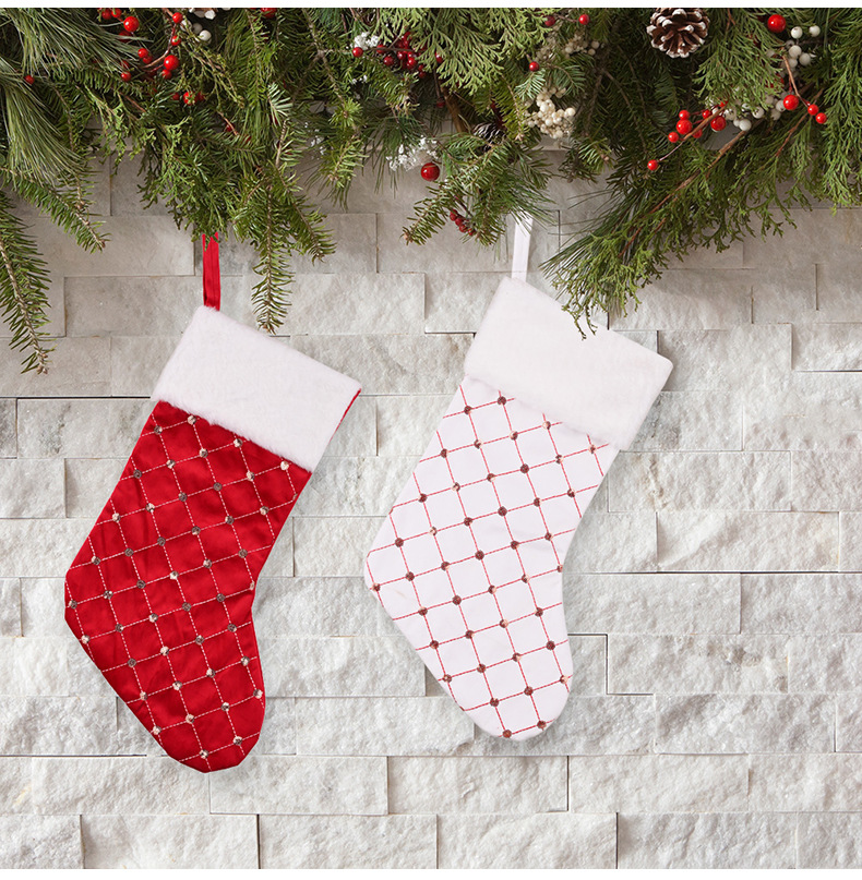 Christmas Decoration High-end Christmas Stocking Red Christmas Stocking Gift Bag Tree Hanging Gift Socks_voghion.com