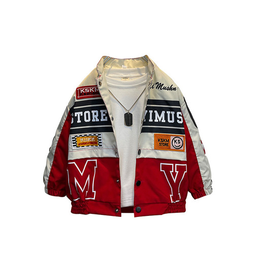 Boys' trendy brand motorcycle clothes  spring and autumn new Korean style children's handsome jacket boys' trendy cool jacket foreign trade