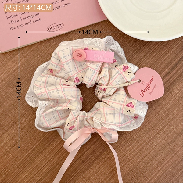 White hairgrip with bow, lace dress
