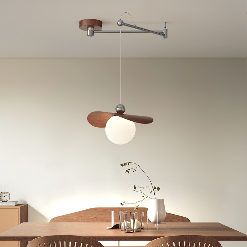 Lámpara de comedor desmontable, mesa de comedor de estilo cremoso, estilo antiguo francés, rockero creativo simple, candelabro de nogal