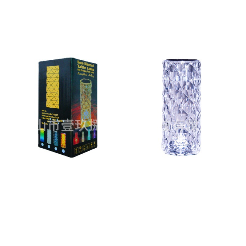 LED Touch tres colores RGB color color USB carga decorativa Crystal Rose ambiente lámpara de mesa simple dormitorio
