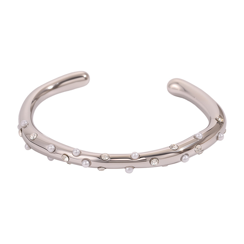 Pulsera de acero de titanio para mujer, sentido de alta gama, pulsera retro europea y americana que no se desvanece, oro de arena, apertura, circón, joyería de pulsera de acero inoxidable image 36