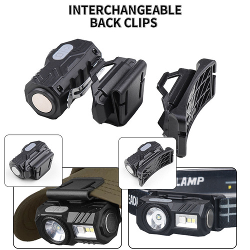 Cross-border new induction headlight USB charging night fishing running lightweight clip-on head-wear dual-purpose four-light LED headlight