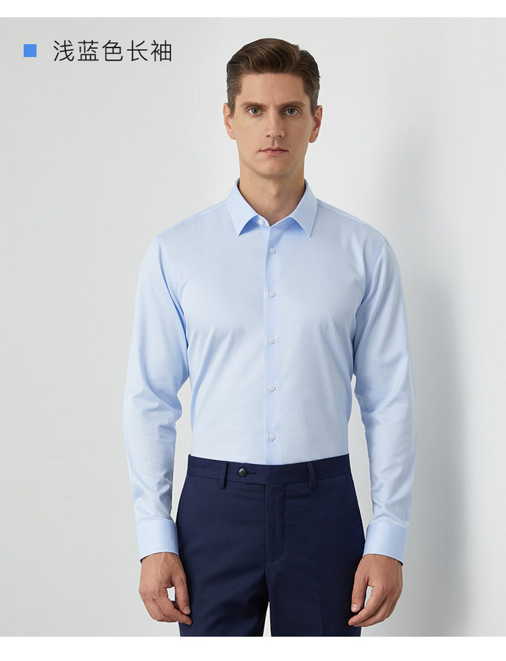 Áo sơ mi nam ngắn tay cổ lật cotton 80s không cần ủi form vừa vặn — Màu xanh nhạt ngắn tay nam cổ vuông, Trắng ngắn tay nam cổ vuông chi tiết 17
