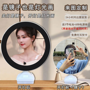 Round Mirror Lighting Painting DIY Star White Deer Peripheral Star Creative Simple Design Sense Decorative Light Frame Painting