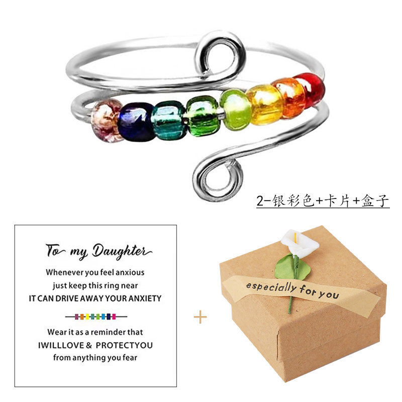 New Rotating Color Opening Rotating Rainbow Beads Manual Winding Anxiety Ring Ring Decompression Ring