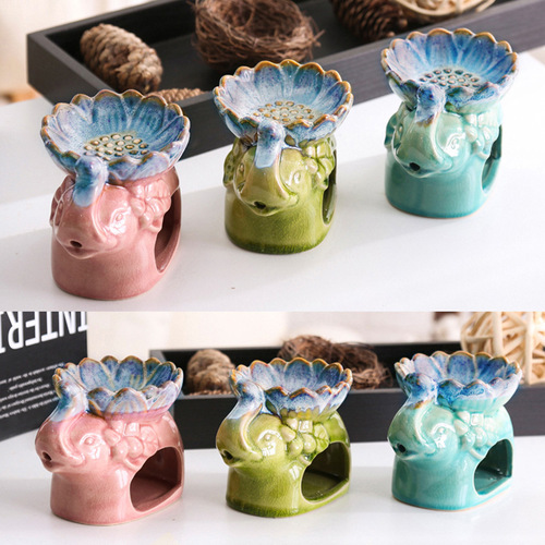 Wholesale L28 Lotus Ice Crackle Elephant Aroma Burner Ceramic Aroma Burner Home Fragrance Tool Aroma Burner