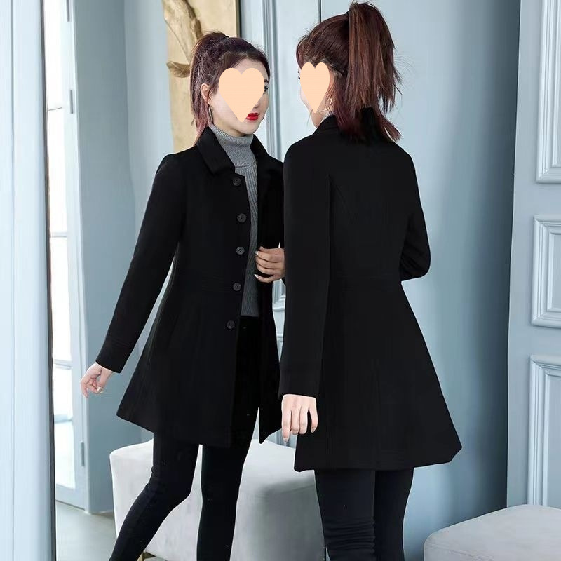 毛呢外套女秋冬款2025新款氣質修身顯瘦中長款小個子加厚呢子大衣