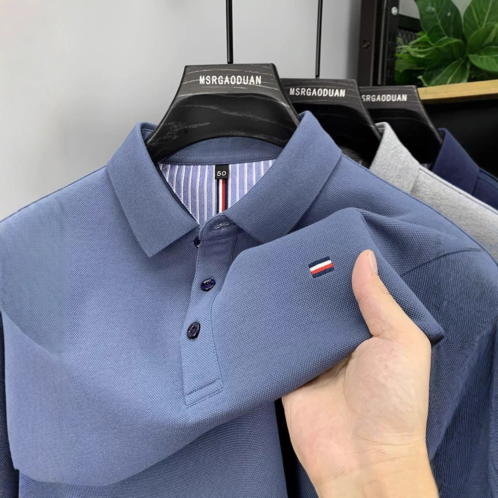 Cross-Border Exclusive Supply of 2026 Summer Embroidered Men's T-Shirts, Short-Sleeve Polo Shirts, High-End Heavyweight Tops for Young and Middle-Aged Men