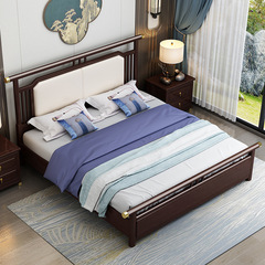 New Chinese Style Bed 1.8m Double Bed Storage Zitan Wedding Bed 1.5 Frame Pneumatic Homestay Style Master Bed Furniture