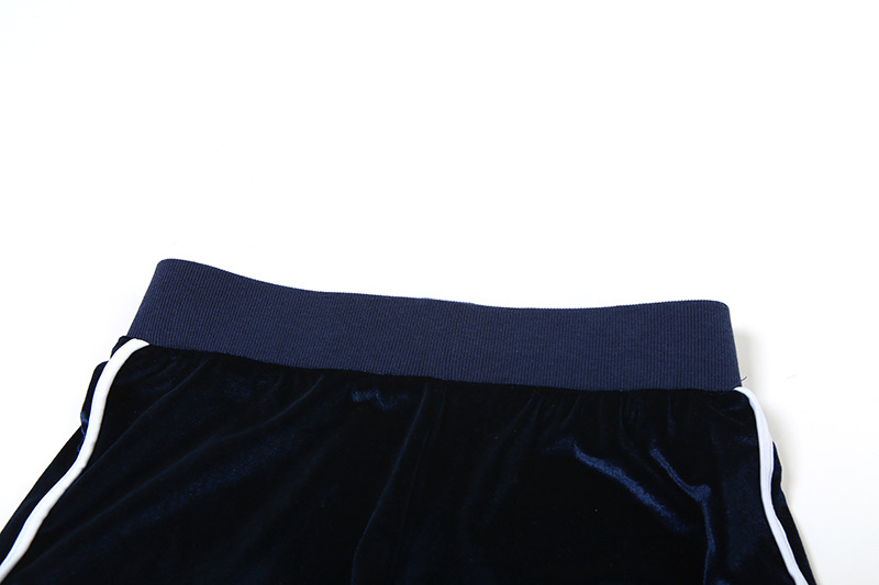 Autumn Winter Slim Embroidered Zipper Hoodie Coat High Waist Shorts Sets