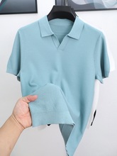同款优雅16针横机匹马棉 2024夏季男士针织透气POLO衫短袖T恤