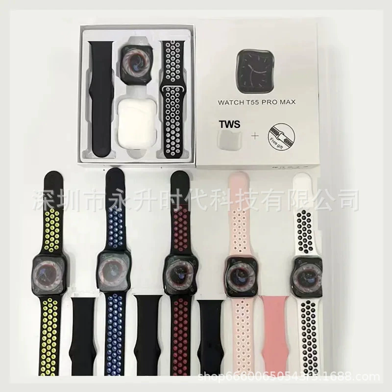 Смарт-часы T55 Pro Max с TWS Bluetooth-наушниками, набор 2-в-1 часы и гарнитура, несколько цветов