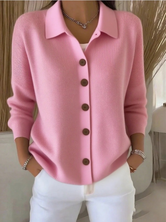 2025 Europa y los Estados Unidos botones de punto con solapa suéter cardigan abrigo otoño y invierno nuevo transfronterizo de moda casual de color sólido ropa de mujer image 7