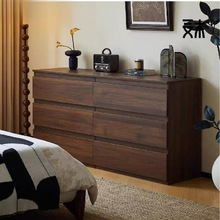 复古风斗柜六斗柜抽屉柜五斗柜卧室床尾收纳柜胡桃木色收纳柜八斗