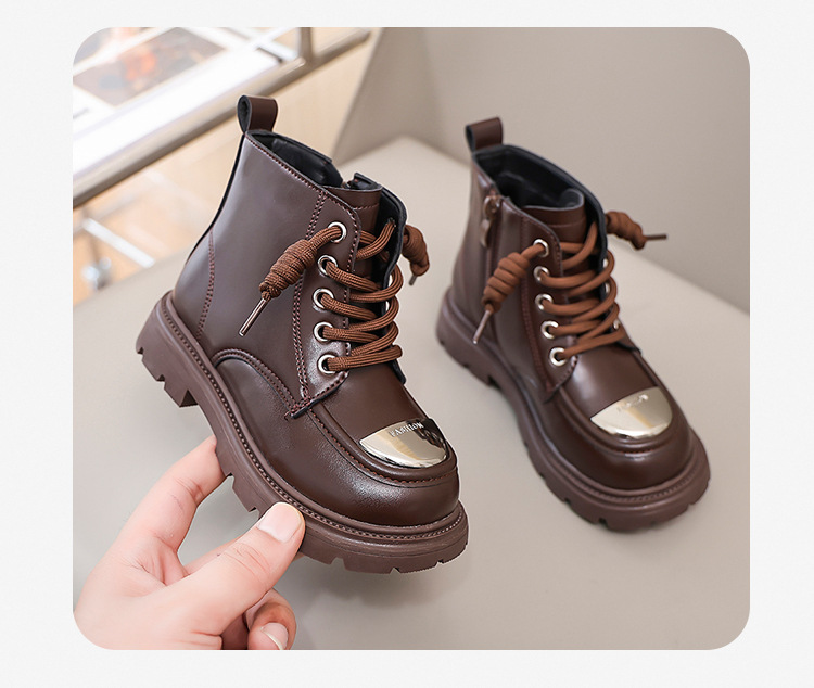 2024 New Korean Fashion Plush Martin Girls' Mid Top Short Boots, Flat Bottom Medium Size Children's Casual Cotton Boots_voghion.com