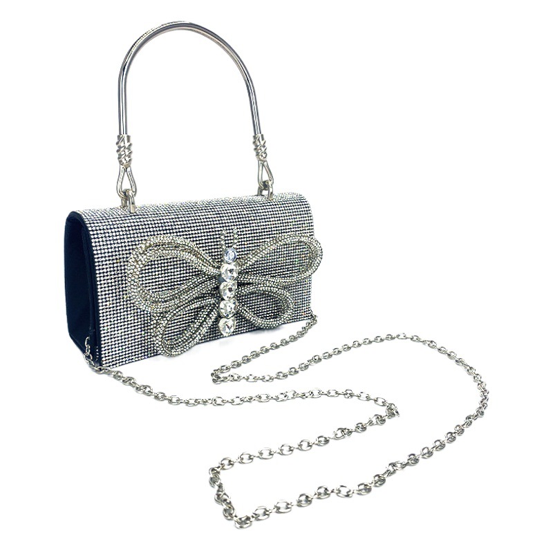 Comercio exterior e-commerce nuevo bolso de noche bolsa de vestir mariposa brillante diamante-incrustado pequeño bolso cuadrado bolsa de cadena bolsa de embrague bolsa de fiesta