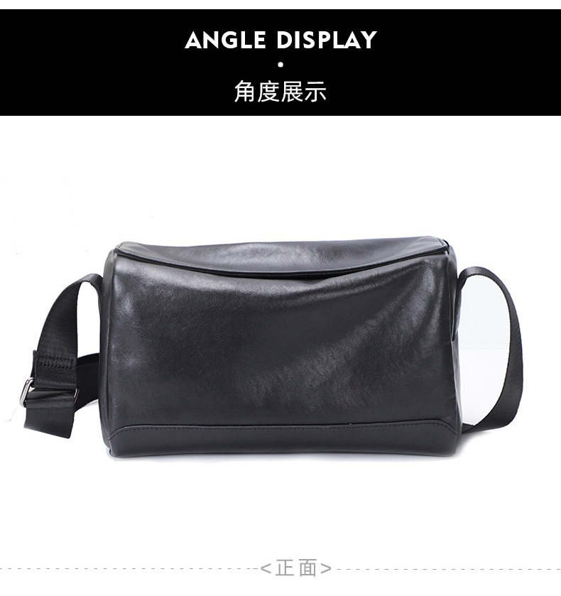 Túi đeo chéo nam da bò thuần phong cách tối giản, túi gối nhỏ 29×11×17 cm — Màu đen chi tiết 11