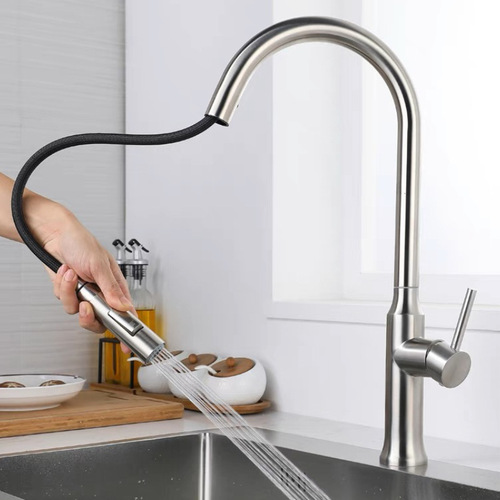 Black kitchen pull-out faucet sink sink hot and cold water dual-mode foreign trade gun gray Grohe faucet