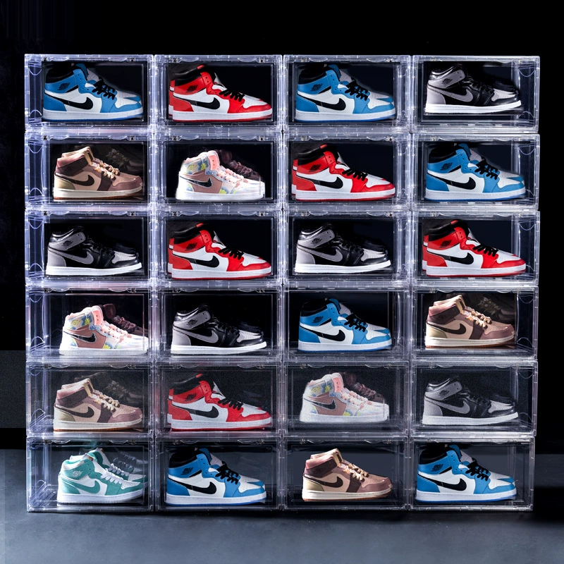 Большая прозрачная коробка для обуви с передним отверстием пластиковая утолщенная коробка для хранения обуви Бытовая простая коробка для хранения обуви