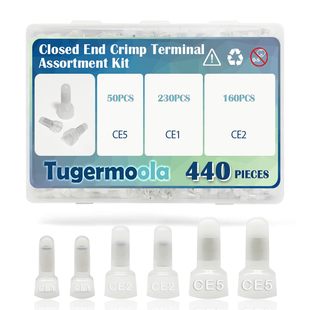Tugermoola 440Pcs Closed End Crimping Terminal Ce1\/Ce2\/Ce5 Assortment Kit 22-16\