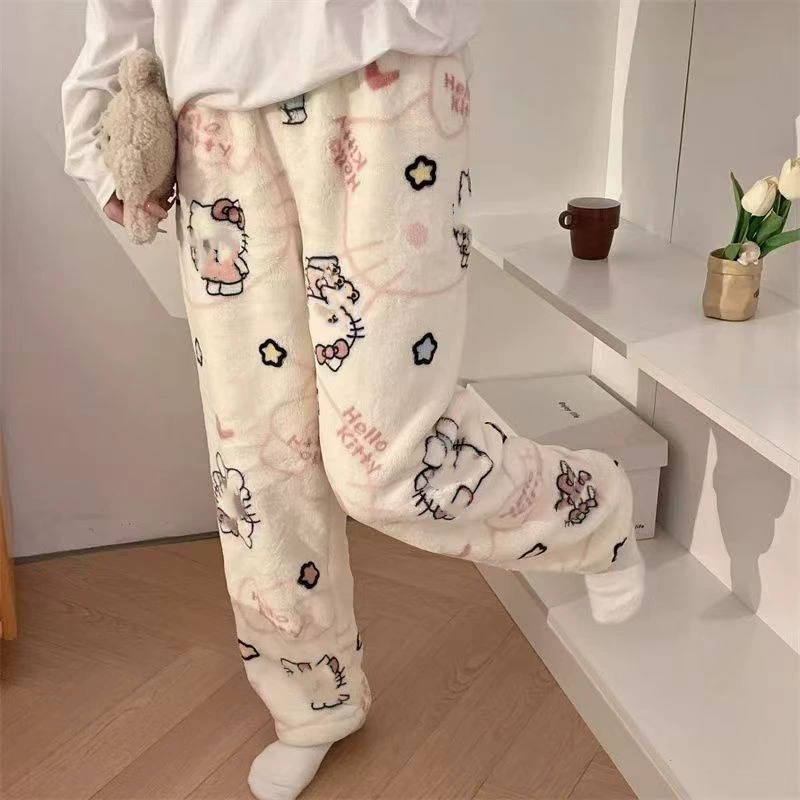 Cute keep warm flannel trousers, pijama