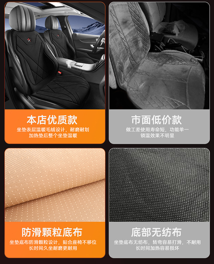 [Car Heated Seat Cushion] Car Heated Seat Cushion 12V24V Car Single Seat Electric Heated Winter Seat Cushion