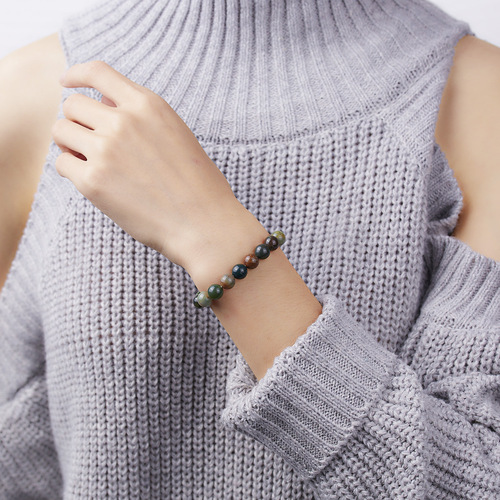 Cross-border best-selling fashion colorful stone bracelet, personalized and versatile purple striped agate beads beaded bracelet for women