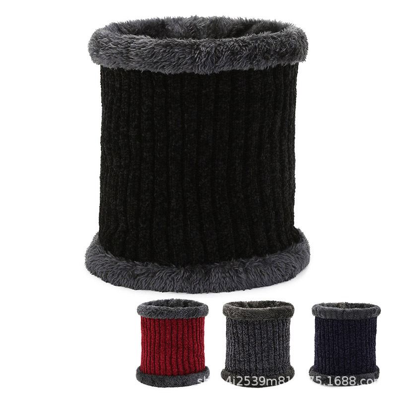 Chenille Neck Gaiter for Autumn and Winter, Fleece-Lined and Thickened for Cycling, Cold Protection, Neck Warmer, Fleece-Lined, Warm Knit Neck Scarf for Men and Women, Cross-Border