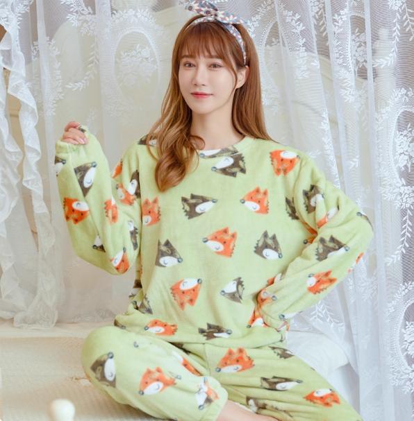 睡衣女士可外穿 2025年秋冬季加绒加厚珊瑚绒保暖家居服两件套装|undefined