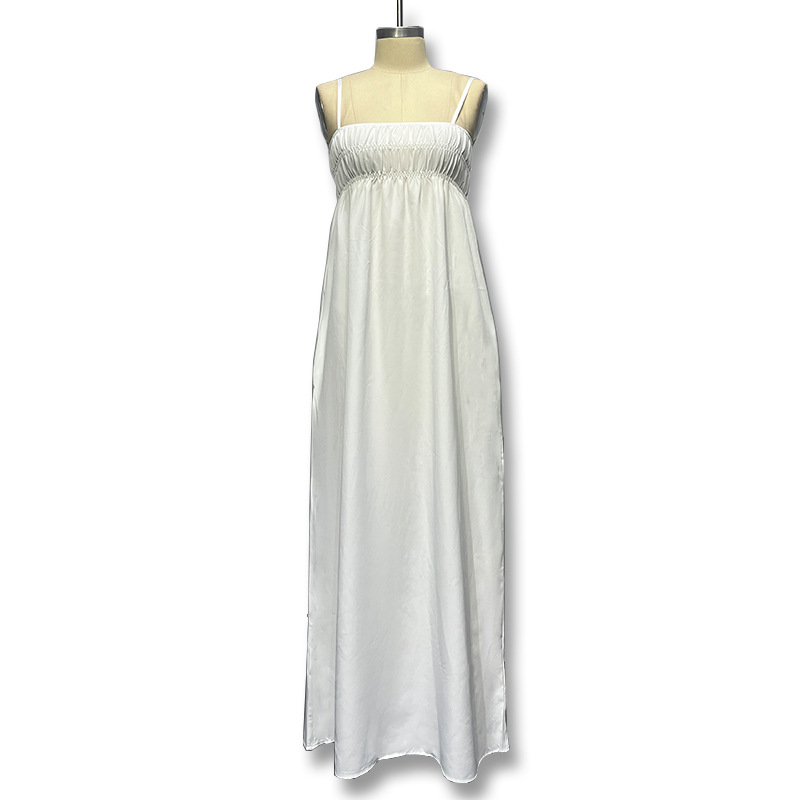 2024 verano nuevo estilo europeo y americano comercio exterior ropa de mujer color sólido tirantes vestido largo sin mangas casual falda cómoda image 6