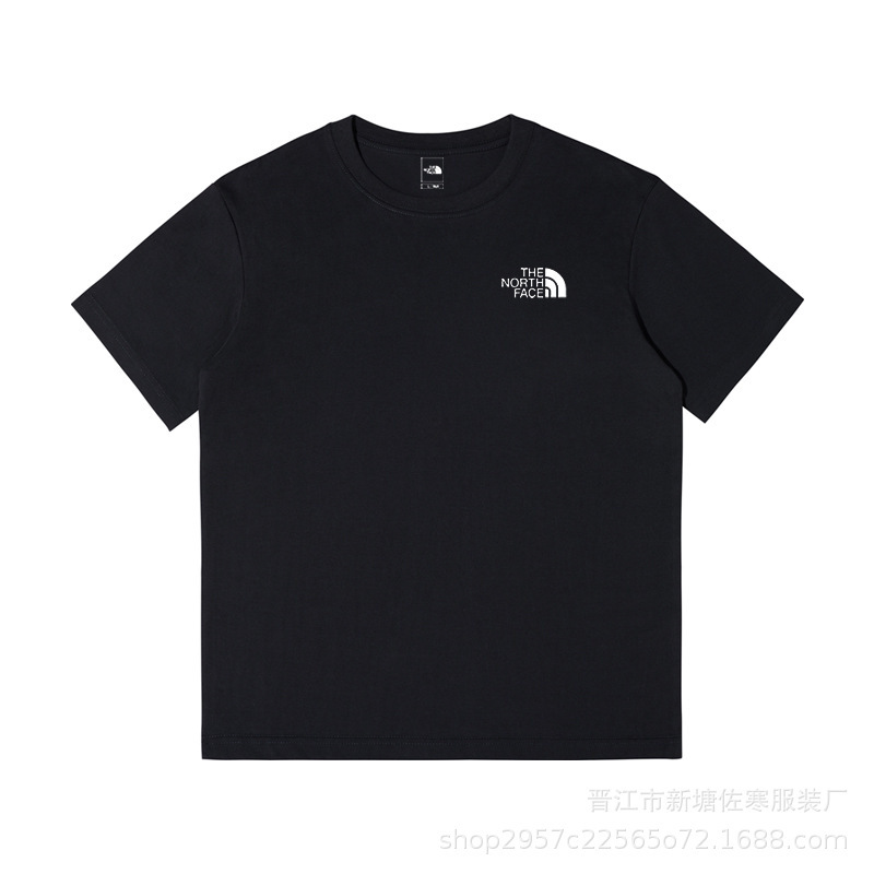 North Face Men's and Women's 230g Heavy Weight Pure Cotton Short Sleeve Sports Couple Cotton Solid Loose T-Shirt Customization