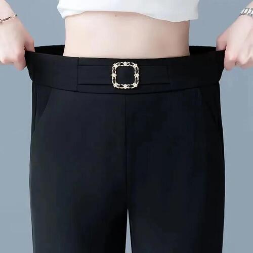 Black suit pants with slight bell bottom, 2025 spring and summer new women's slimming, drooping sense of length, casual high-waisted versatile thin model