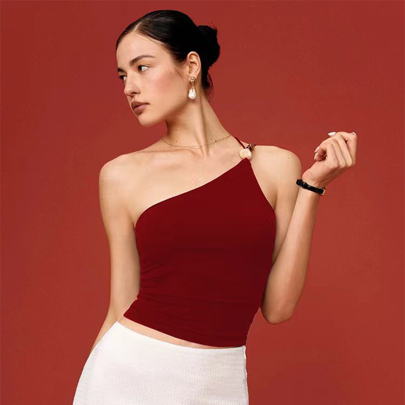Cross-border Yoga Vest Single Shoulder Strap Stone Decoration Gather Shockproof Beautiful Back Slimming Dance Sports Underwear Fitness Wear Cross-border Yoga Vest Single Shoulder Strap Stone Decoration Gather Shockproof Beautiful Back Slimming Dance Sports Underwear Fitness Wear
