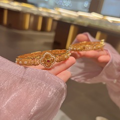 足銀999.9金メッキ布家伸線ブレスレット軽贅沢高級感フランス宮廷風カードバックル貴妃腕輪金店