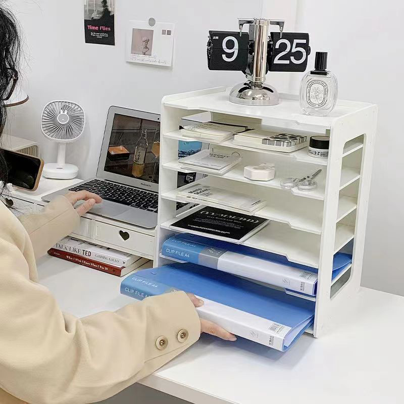 本棚デスクトップ収納ラック多層オフィスファイル収納ボックスブックスタンド学生寮テーブル層状収納ラック|undefined