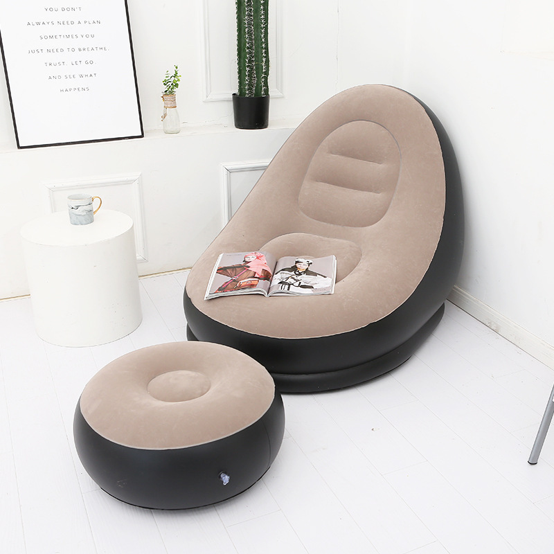 Adult Two-Piece Set with Pedals Macaron Flocked Sofa Lounge Chair Leisure Inflatable Sofa Factory Direct