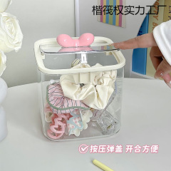 ヘアアクセサリー収納ボックス、ゴムバンド、女の子用ヘアバンド、ヘッドバンド、かわいいヘアピン、卓上ヘアピン、透明ジュエリーボックス