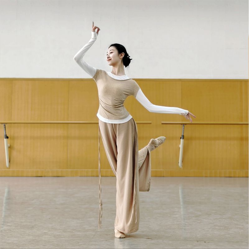Modern Dance Fake Two-Piece Long-Sleeved Women's Dance Clothing Chinese Classical Dance Body Training Clothing Yoga Top Ballet