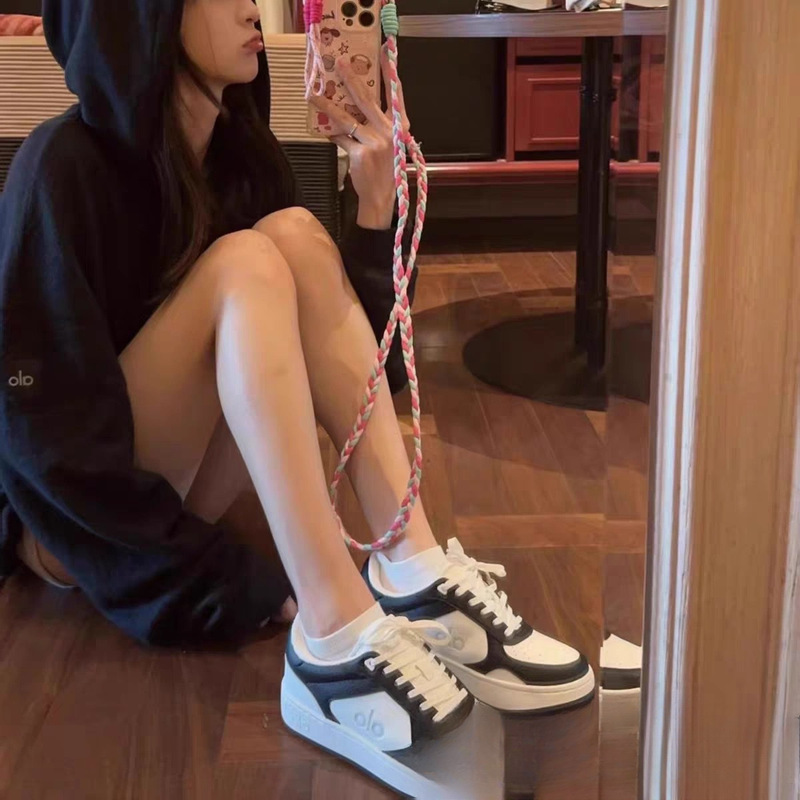Jisoo同款alo小白鞋2025新款板鞋厚底运动休闲增高真皮系带板鞋女|undefined