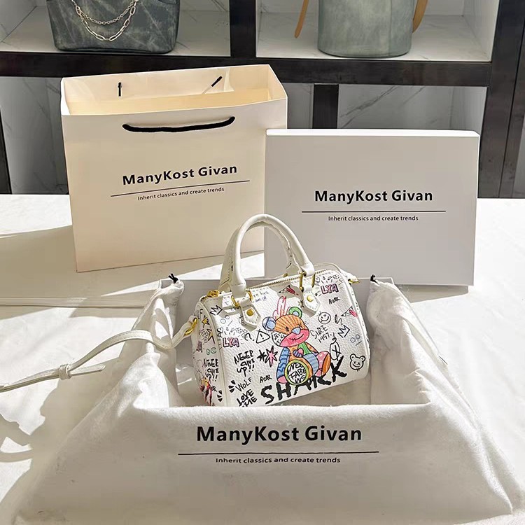 Borsa a tracolla con stampa graffiti a forma di orsacchiotto, borsa a cuscino, borsa a tracolla alla moda, borsa a mano di nicchia con stampa._voghion.com