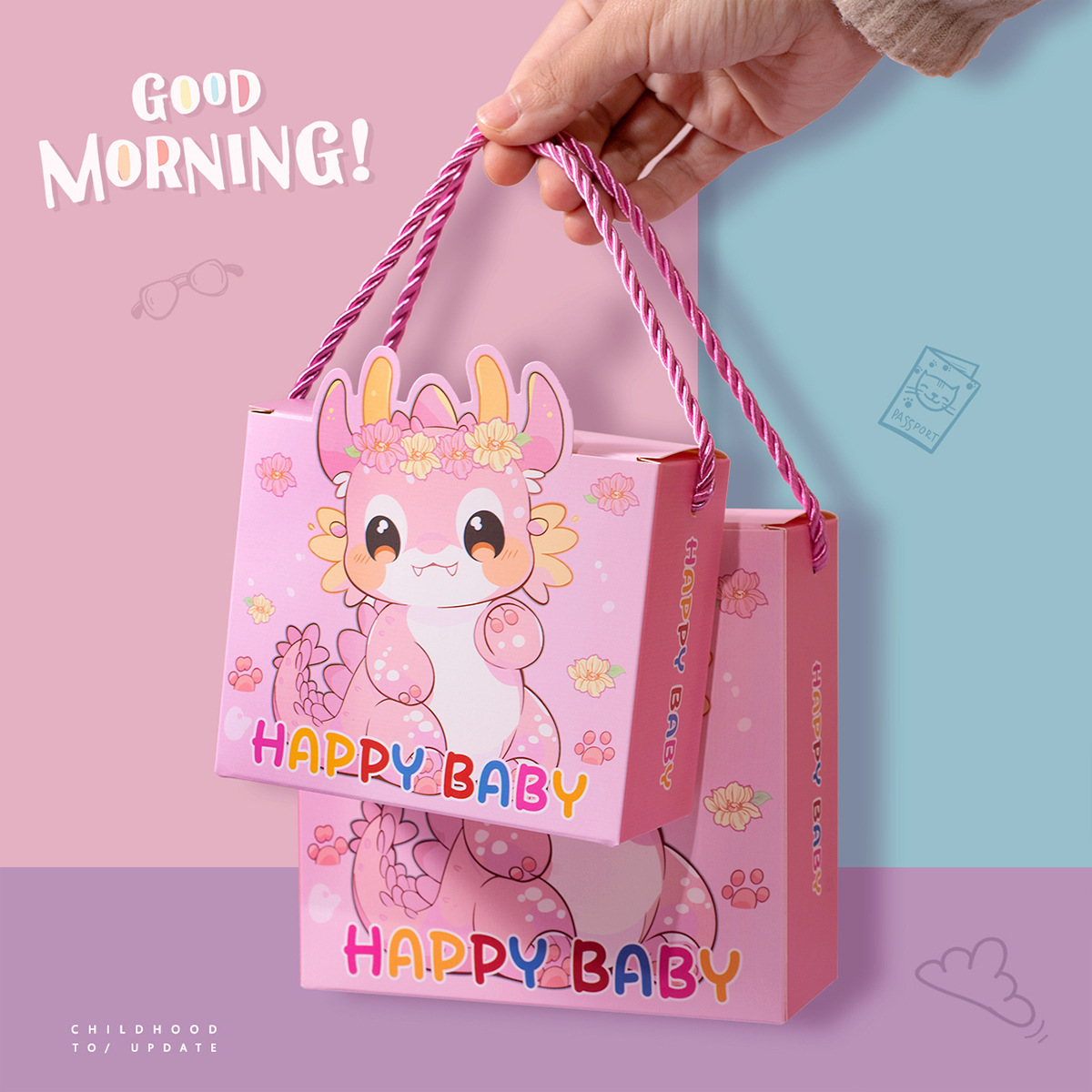 New Dragon Year Full Moon and 100th Day Celebration Candy Box Cartoon Candy Box Baby's First Birthday Gift Birthday Party Handout