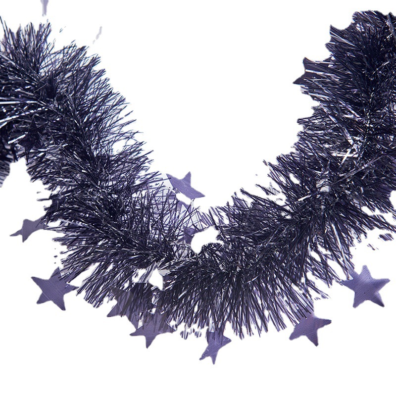 Rayas de lana de Navidad transfronterizas Vestido de Año Nuevo 7cm rayas de color de cifrado de estrella de cinco puntas Garland color brillante con decoración de fiesta