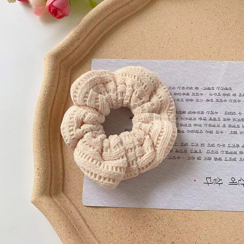 Thickened plaid colon ring simple retro fat bowel ring high elastic durable colorful hair cord high ponytail hair adornment ring_voghion.com