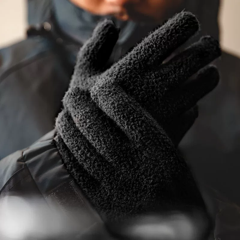 马登 Japanese retro black knitted windproof keep warm demi-season gloves
