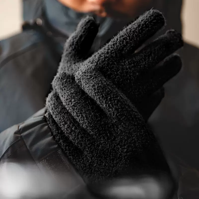 马登 Japanese retro black knitted windproof keep warm demi-season gloves