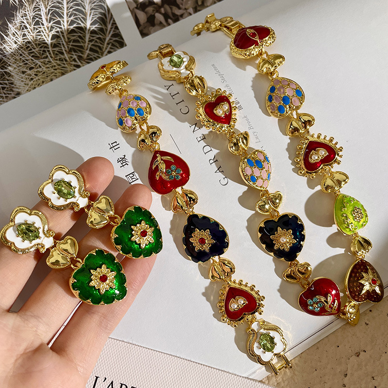 Family Gathering, Date, Street Occasion 1 Piece 1 Pair Elegant Retro Lady Heart Shape Flower Artificial Crystal Alloy Asymmetrical Plating Women's Bracelets Earrings Necklace