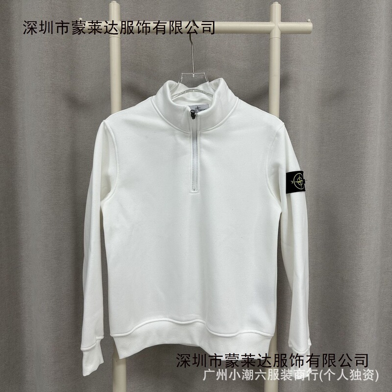 Stone Island New Spring and Autumn Style Ins Compass Badge Half-Zip Pullover Solid Color Terry Crew Neck Loose Sweatshirt Stone Island New Spring and Autumn Style Ins Compass Badge Half-Zip Pullover Solid Color Terry Crew Neck Loose Sweatshirt